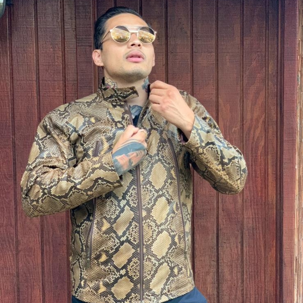 Python Snakeskin Leather Jacket Size-M - image 5